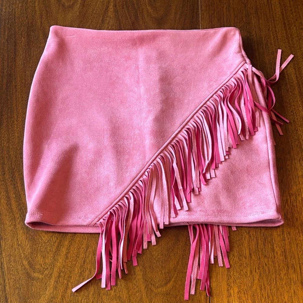 Windsor Blush Fringe Mini Skirt